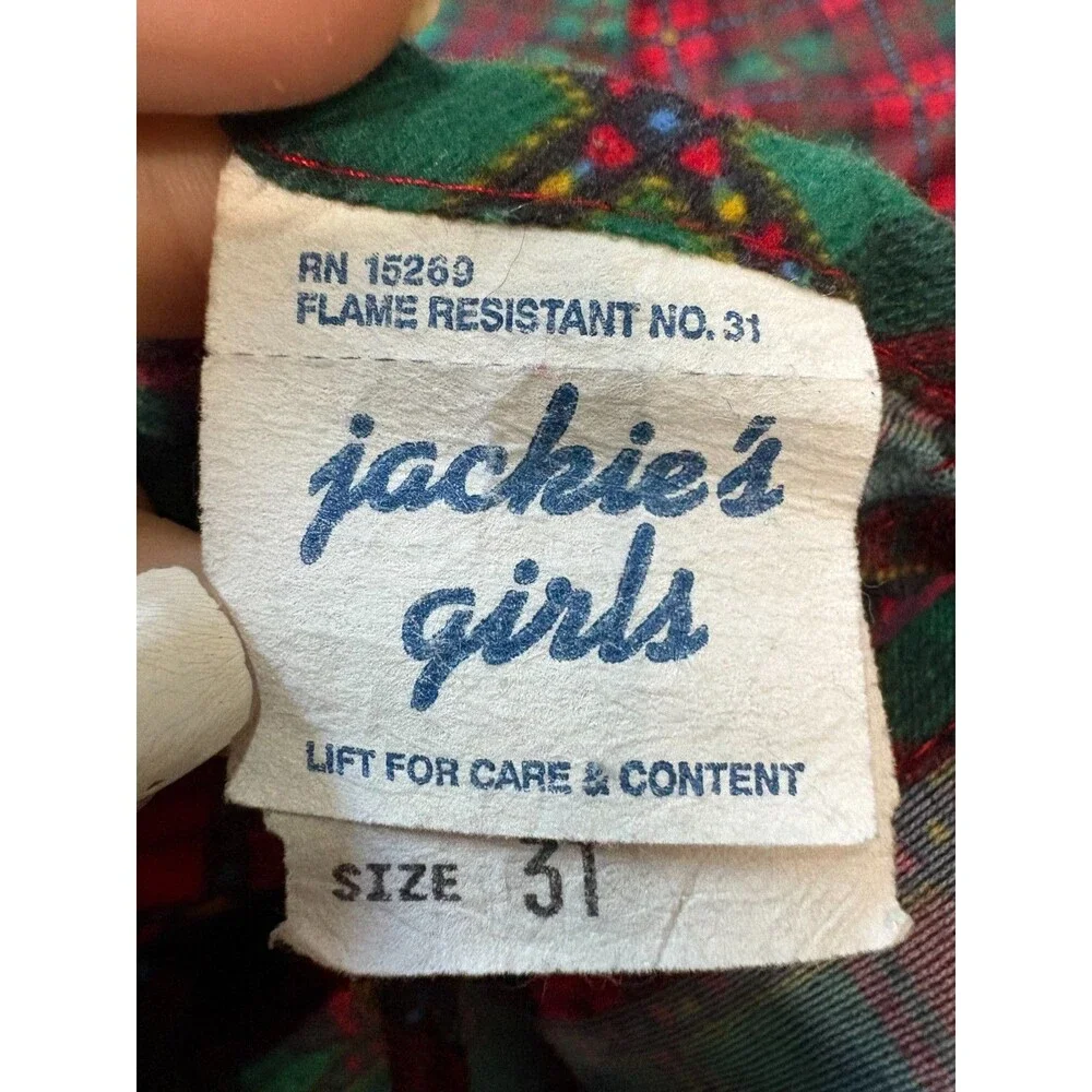 VINTAGE Jackie's Girls 3T Plaid Ruffle Top Pants Set Christmas Tartan Made in US - Picture 11 of 14